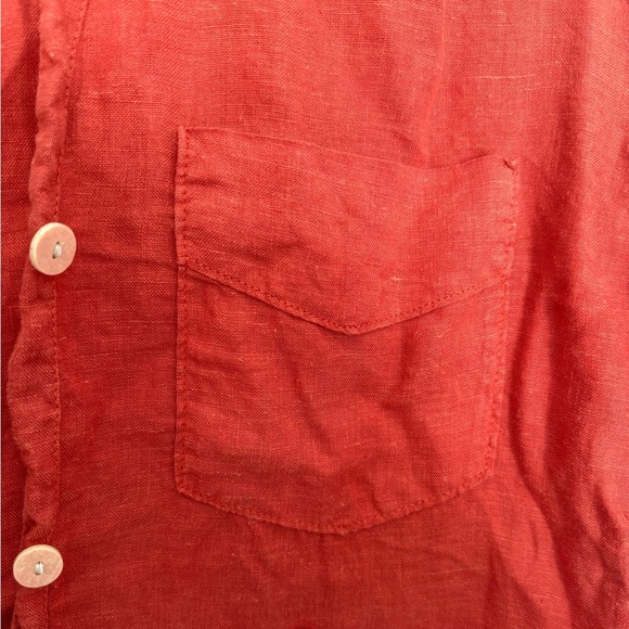 Zara Linen Blend Crop Shirt Button Down Short Sleeves Red-Orange - Picture 5 of 6